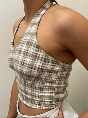Hollister plaid halter tank top